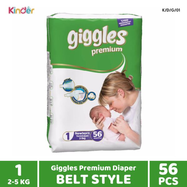 Giggles Premium Baby Diaper 1 NB Belt 56 PCS (2-5 kg)