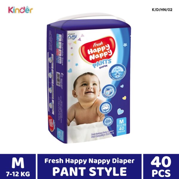 Fresh Happy Nappy Baby Diaper M Pant 40 PCS (7-12 kg)