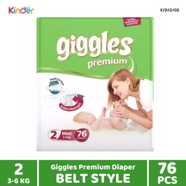 Giggles Premium Baby Diaper 2 S Belt 76 PCS (3-6 kg)