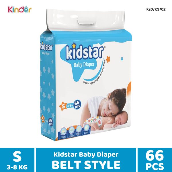 Kidstar Baby Diaper S Belt 66 PCS (3-8 Kg)