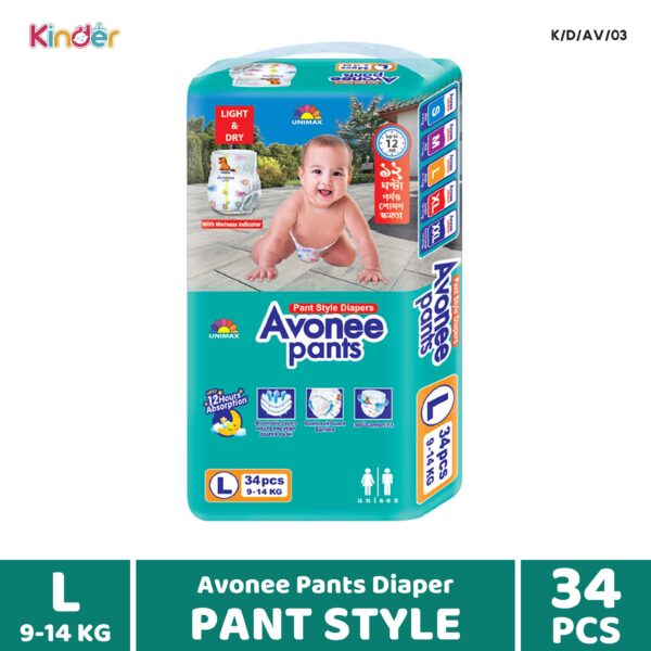 Avonee Baby Diaper 4 Maxi L Pant 34 PCS (9-14 kg)