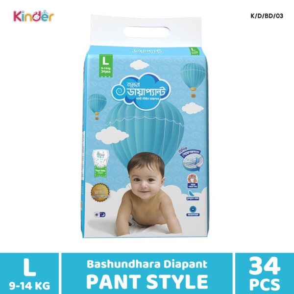 Bashundhara Diapant Baby Diaper L Pant 34 PCS (9-14 Kg)