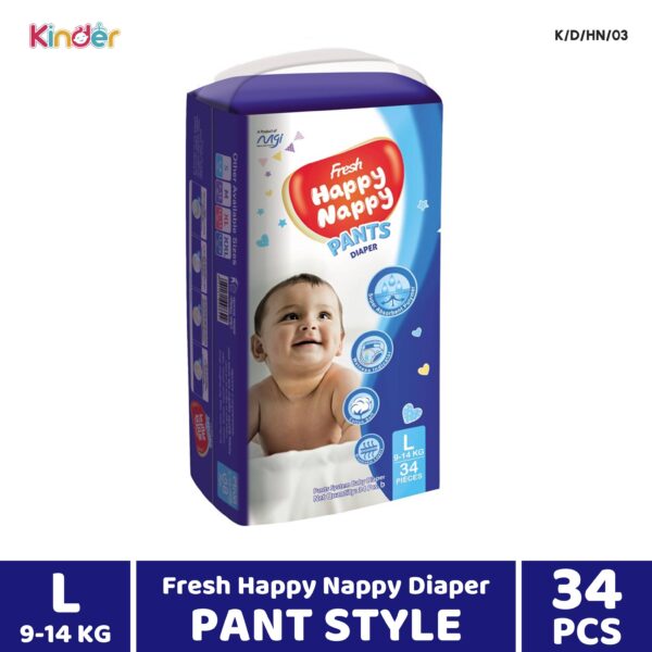 Fresh Happy Nappy Baby Diaper L Pant 34 PCS (9-14 kg)