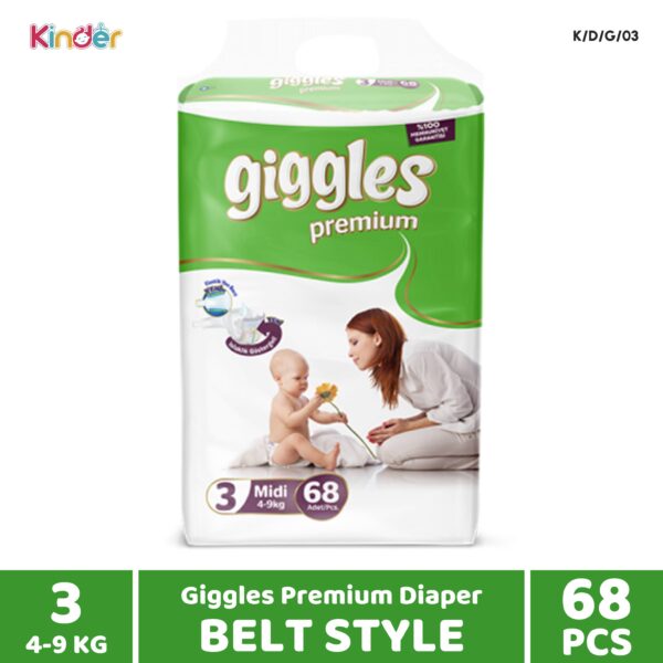 Giggles Premium Baby Diaper 3 M Belt 68 PCS (4-9 kg)