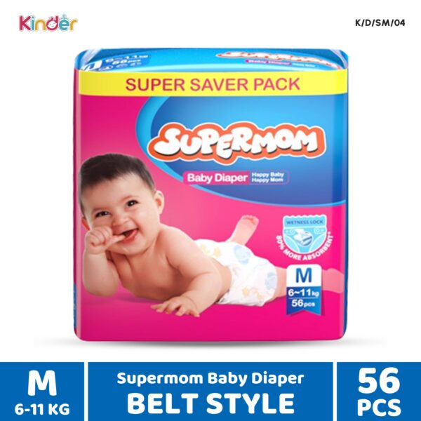 Supermom Baby Diaper M Belt 56 PCS (6-11 Kg)