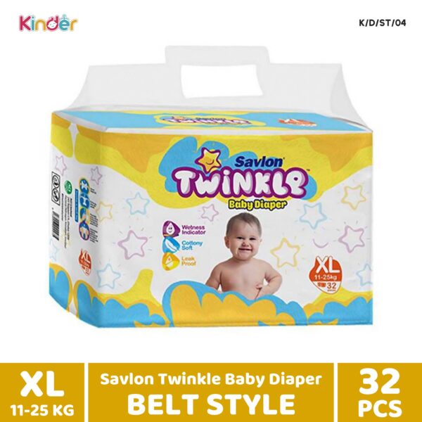 Twinkle Savlon Baby Diaper XL Belt 32 PCS (11-25 Kg)