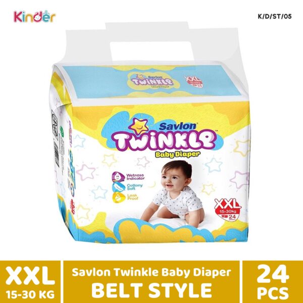 Twinkle Savlon Baby Diaper XXL Belt 24 PCS (15-30 Kg)