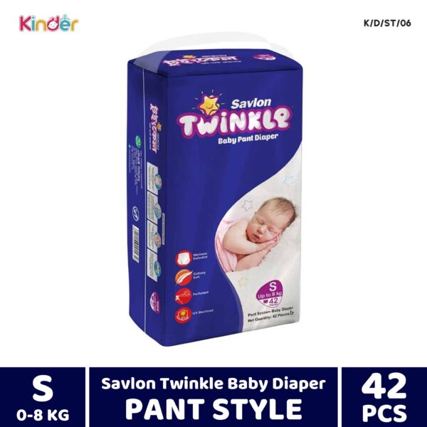 Twinkle Savlon Baby Diaper S Pant 42 PCS (0-8 Kg)