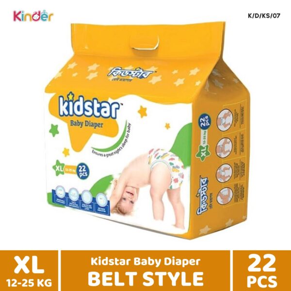 Kidstar Baby Diaper XL Belt 22 PCS (12-25 Kg)