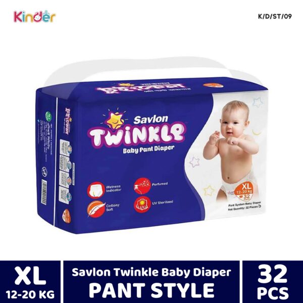 Twinkle Savlon Baby Diaper XL Pant 32 PCS (12-20 Kg)